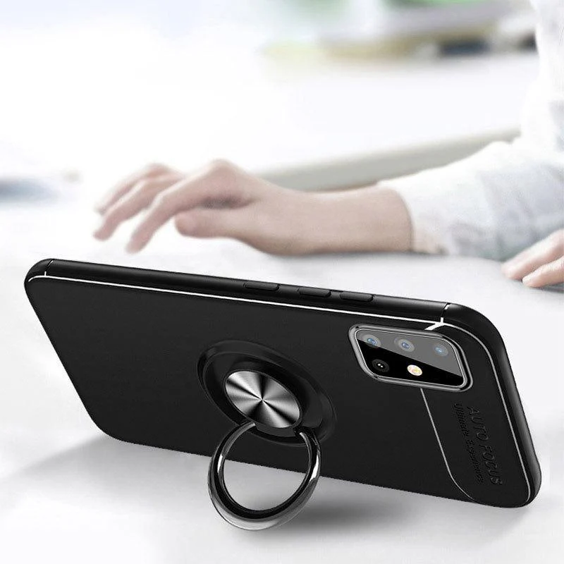 Galaxy A51 Metallic Finger Ring Holder Matte Case - Image 6