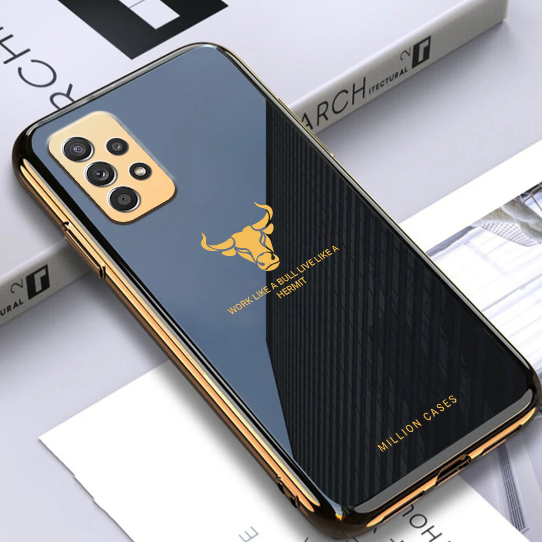 Galaxy A52 Bull Pattern Electroplating Glass Case - Image 3