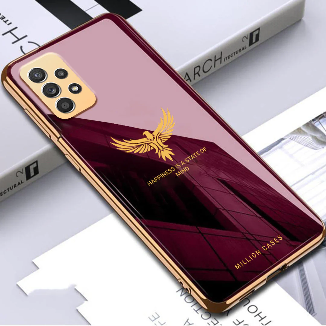 Galaxy A52 Eagle Pattern Electroplating Glass Case - Image 2