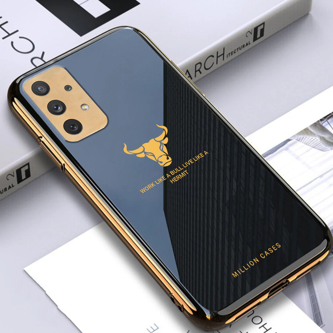 Galaxy A72 Bull Pattern Electroplating Glass Case - Image 4