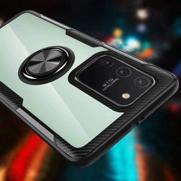 Galaxy S10 Lite Shockproof Transparent Metallic Ring Holder Case - Image 11