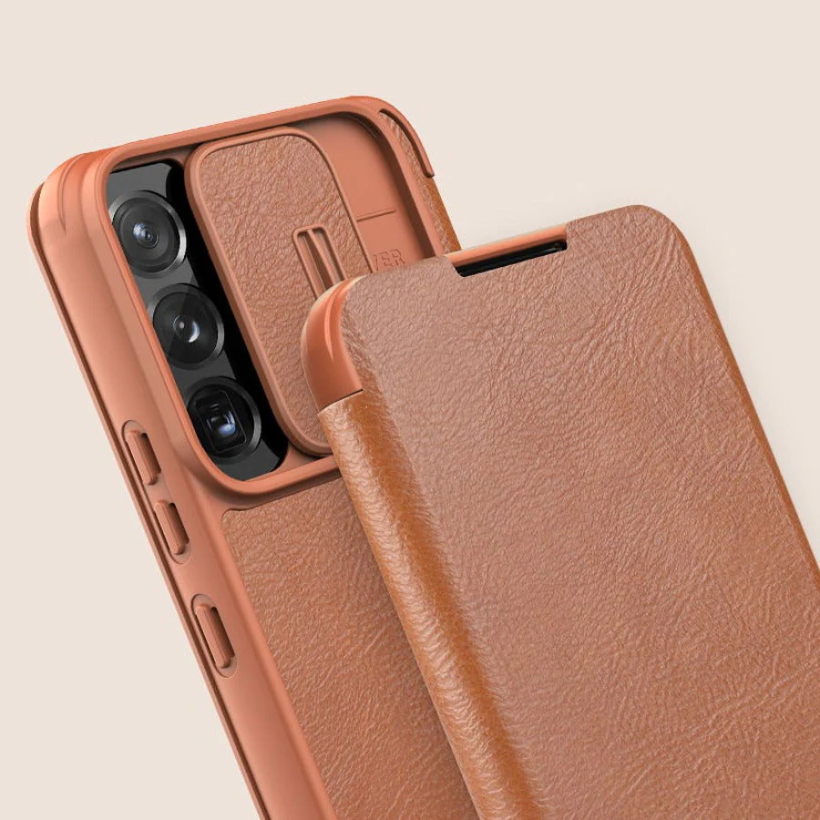 Galaxy S22 Plus Camera Protection QIN Leather Flip Case - Image 3