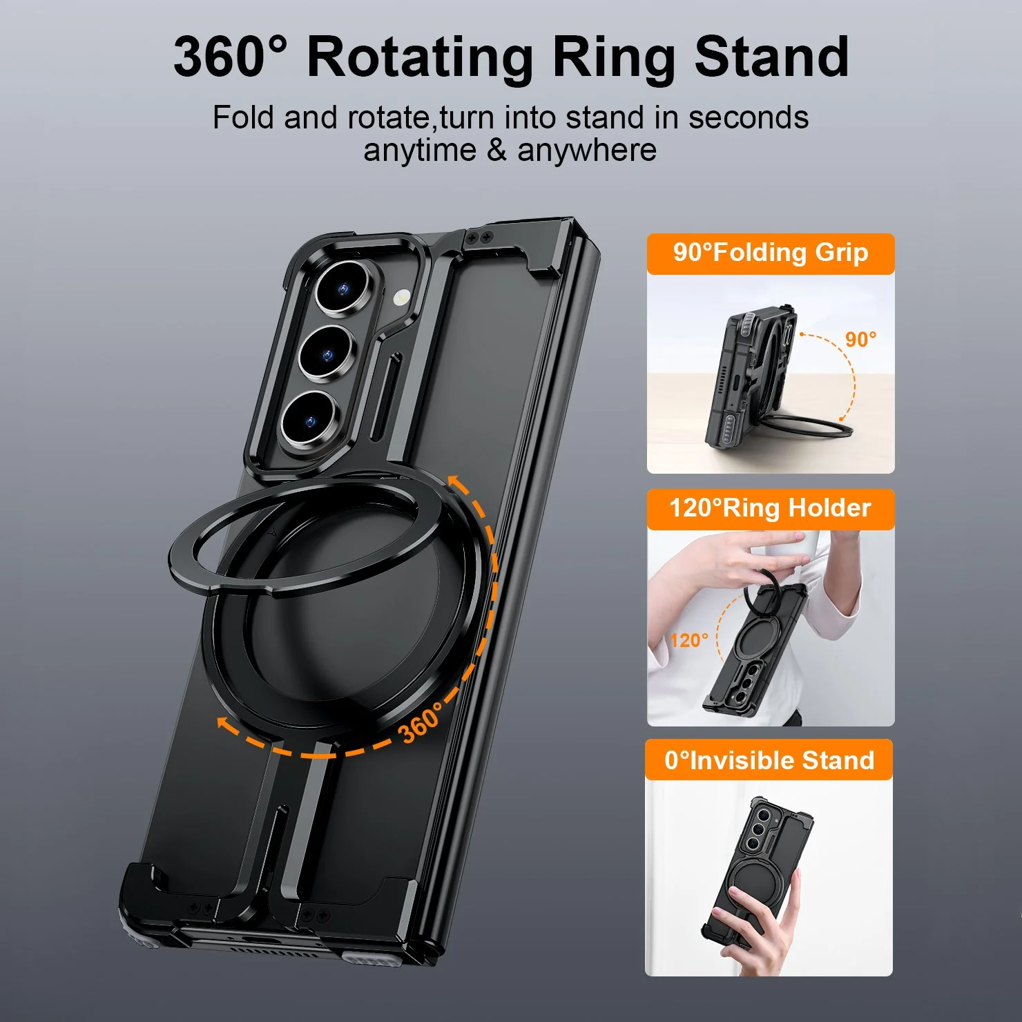 Galaxy Z Fold Series Pivot Guard Magnetic Ring Stand Case - Image 9