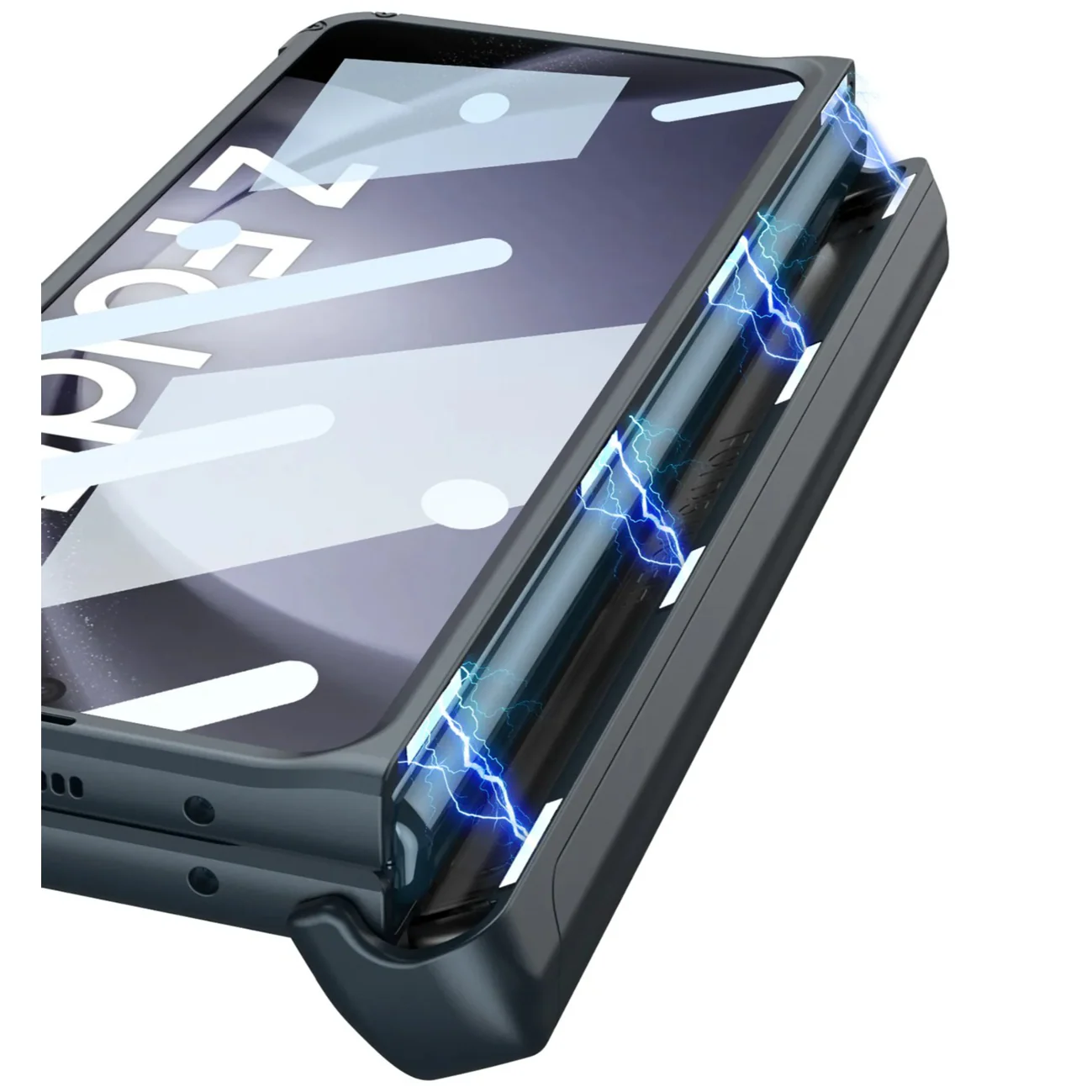 Galaxy Z Fold5 Magnetic Hinge Slide Pen Holder Case - Image 9