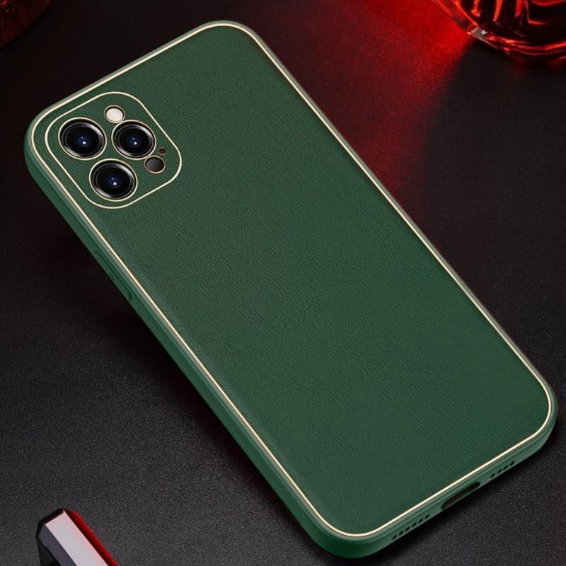 iPhone 12 Pro Leather Textured Gold Plated Case - Image 3