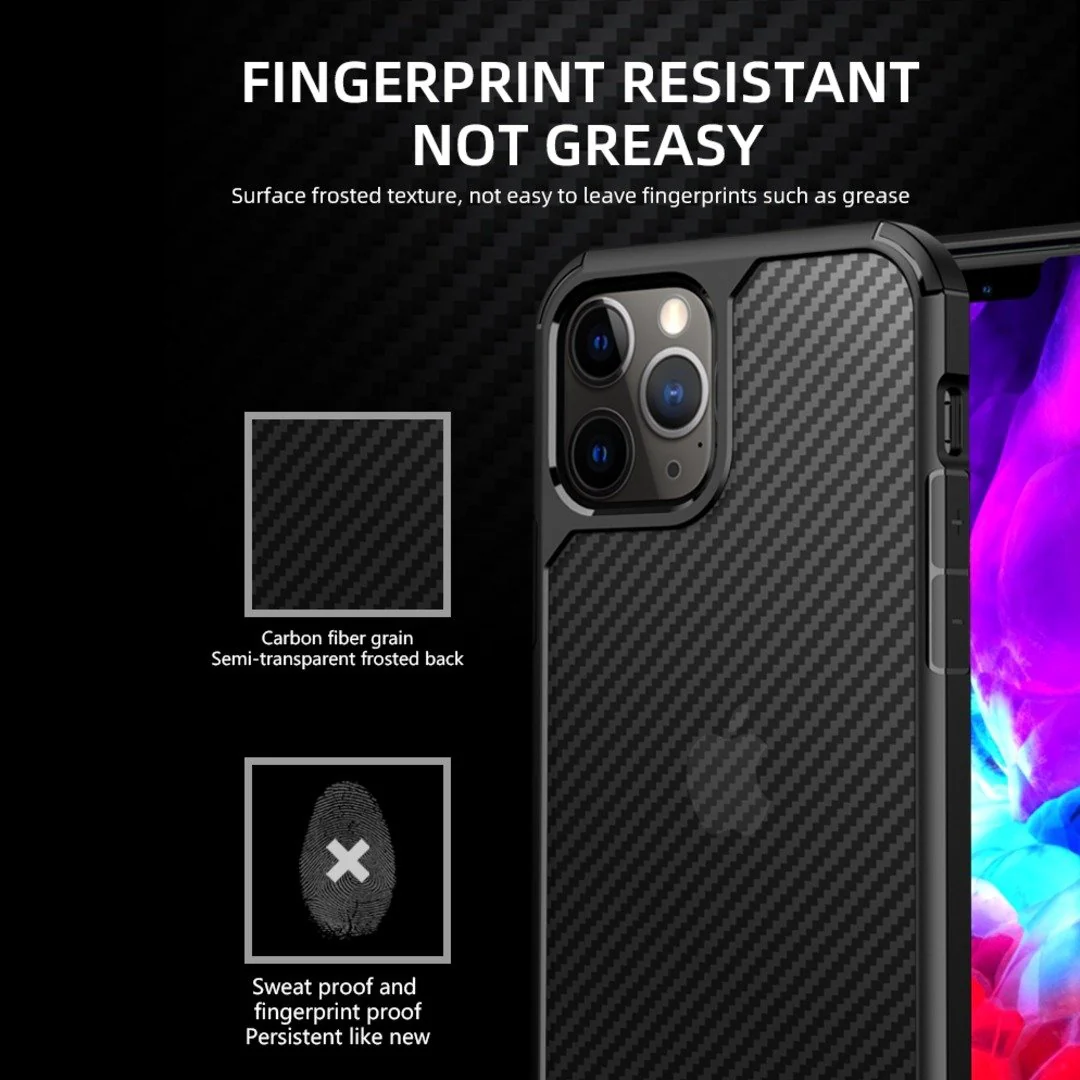 iPhone 12 Pro Max Opaque Matte Carbon Fiber TPU Armor Case - Image 7