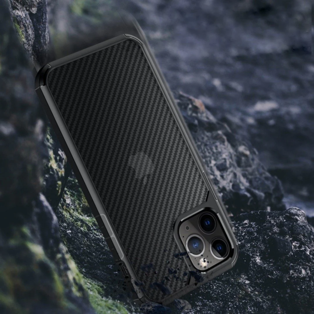 iPhone 12 Pro Opaque Matte Carbon Fiber TPU Armor Case - Image 9