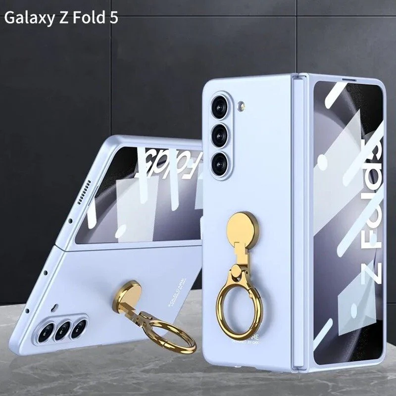 Galaxy Z Fold5 Ring Holder Electroplated Shockproof Case - Image 4